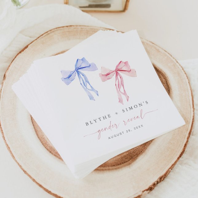 Serviette En Papier Pink Blue Bow Genre Révéler Papier serviettes Coqu (Créateur téléchargé)
