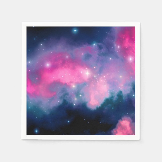 Serviette En Papier Pink & Blue Galaxy & Stars Abstract (Devant)