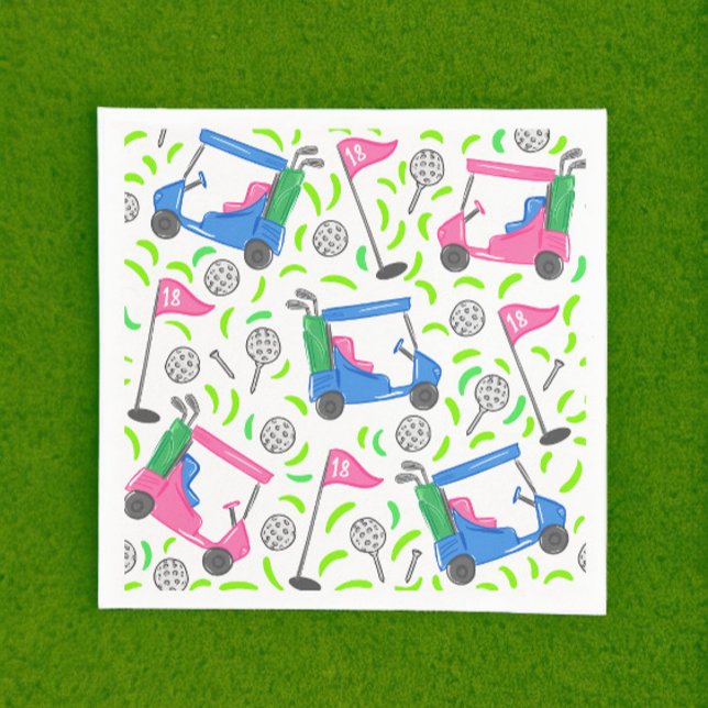 Serviette En Papier Pink Blue Green Golf Preppy (Créateur téléchargé)