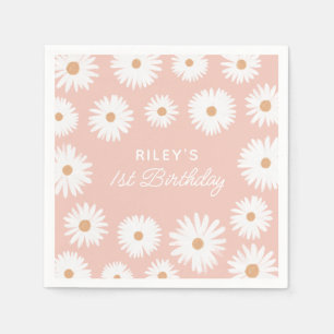 Serviette En Papier Pink Boho Daisy Anniversaire Partie