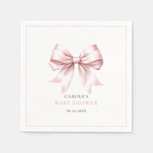 Serviette En Papier Pink Bow Baby Girl Baby shower élégant serviettes