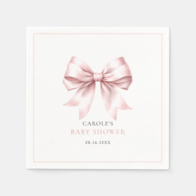 Serviette En Papier Pink Bow Baby Girl Baby shower élégant serviettes (Devant)