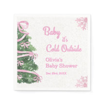 Pink Bow Baby it's Cold Outside Winter Baby Shower