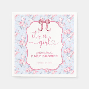 Serviette En Papier Pink Bow C'est un Baby shower de fille