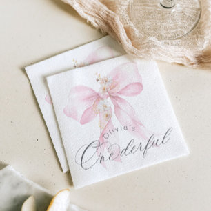 Serviette En Papier Pink Bow fille magnifique 1er anniversaire