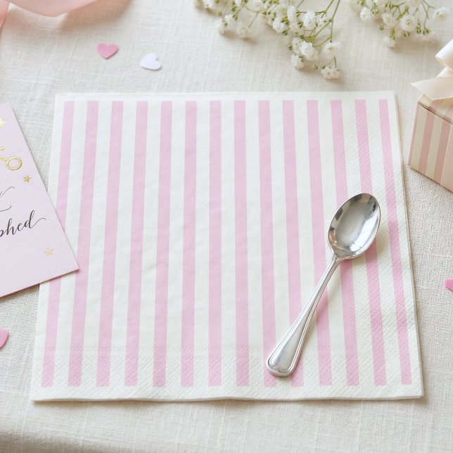 Serviette En Papier Pink Bow Girl Coquette Striped Baby Shower  (Créateur téléchargé)