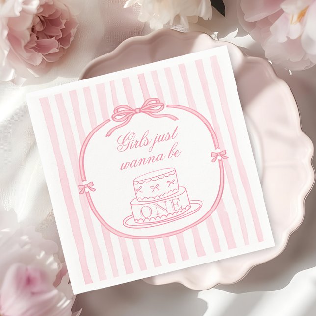 Serviette En Papier Pink Bow Girls Just Wanna be One (Créateur téléchargé)