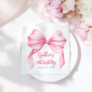 Serviette En Papier Pink Bow mignonne fête d'anniversaire