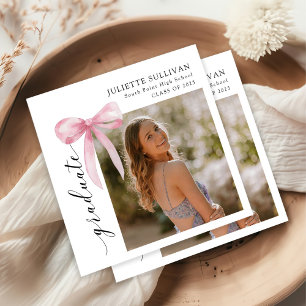 Serviette En Papier Pink Bow Photo Graduation Party