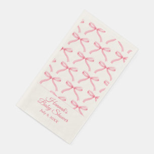 Serviette En Papier Pink Bow Preppy Baby shower serviettes de toilette