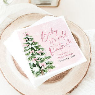 Serviette En Papier Pink Bows Girl Baby Il fait froid dehors Baby show
