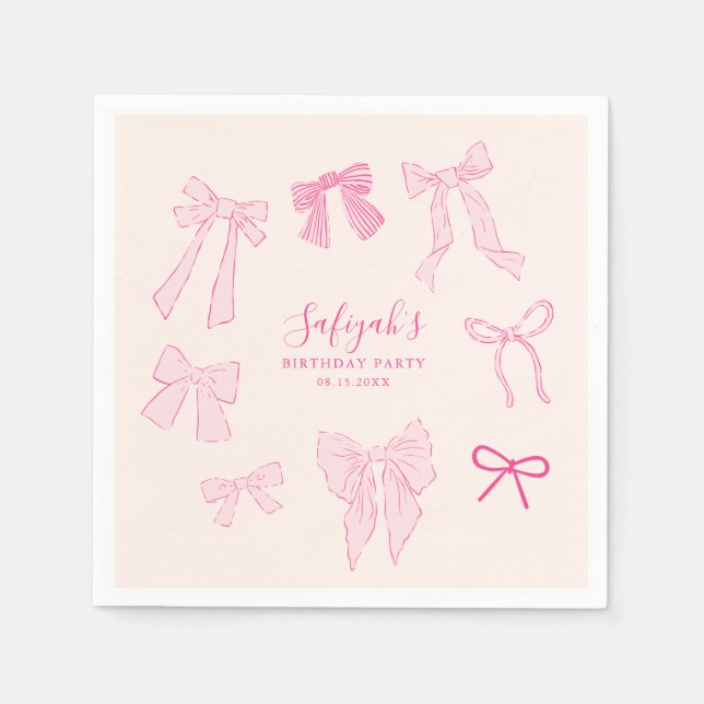 Serviette En Papier Pink Bows Whimsday Party (Devant)