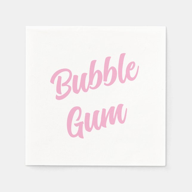 Serviette En Papier Pink Bubble Gum Simple Typography Birthday Party (Devant)