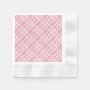 Serviette En Papier PINK CHECK QUILT Cocktail en papier à cocktail ser