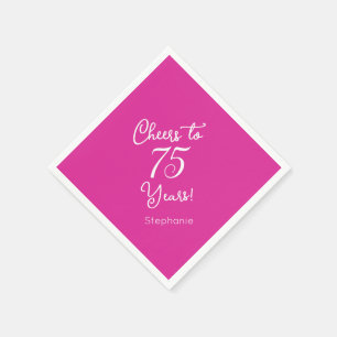 Serviette En Papier Pink Cheers à 75 ans 75e anniversaire