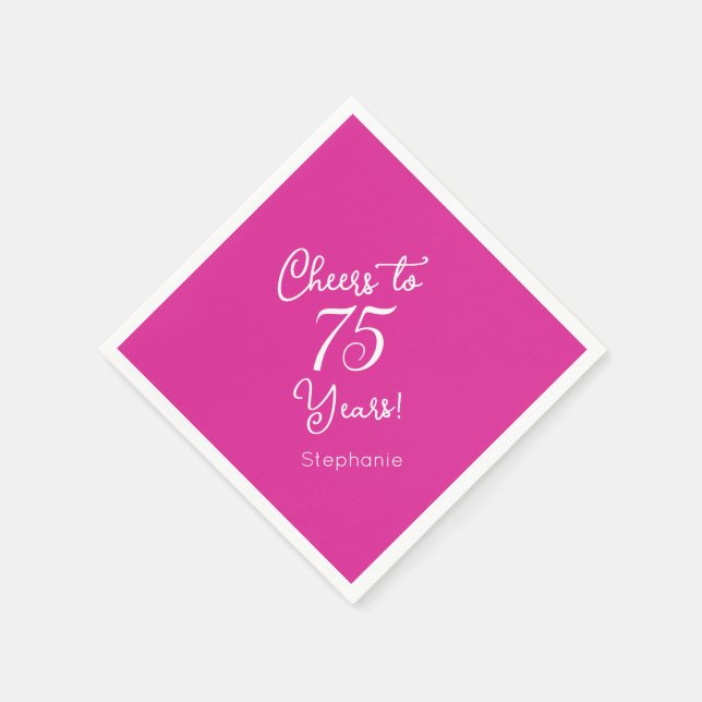 Serviette En Papier Pink Cheers à 75 ans 75e anniversaire (Coin)