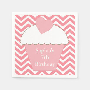 Serviette En Papier Pink Chevron Cupcake