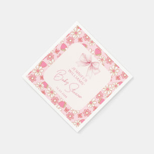 Serviette En Papier Pink Chic Berry Sweet Bow Baby Girl Douche Papier