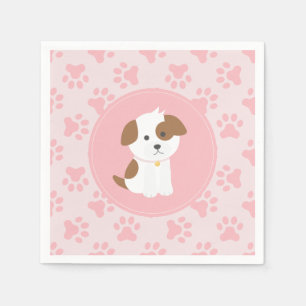 Serviette En Papier Pink Chiot anniversaire serviettes empreintes de p