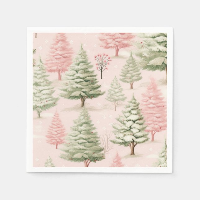 Serviette En Papier Pink Christmas Napkins (Devant)