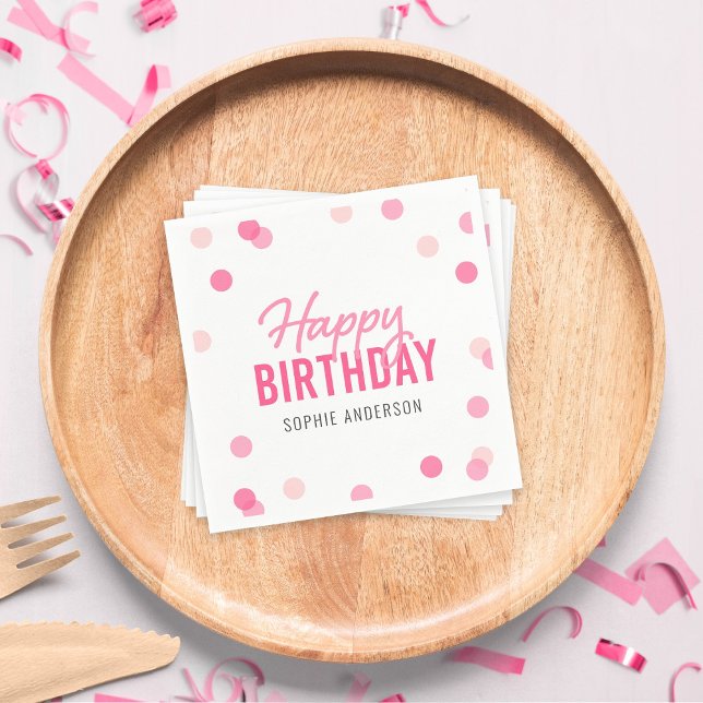 Serviette En Papier Pink Confetti Joyeux anniversaire (Créateur téléchargé)