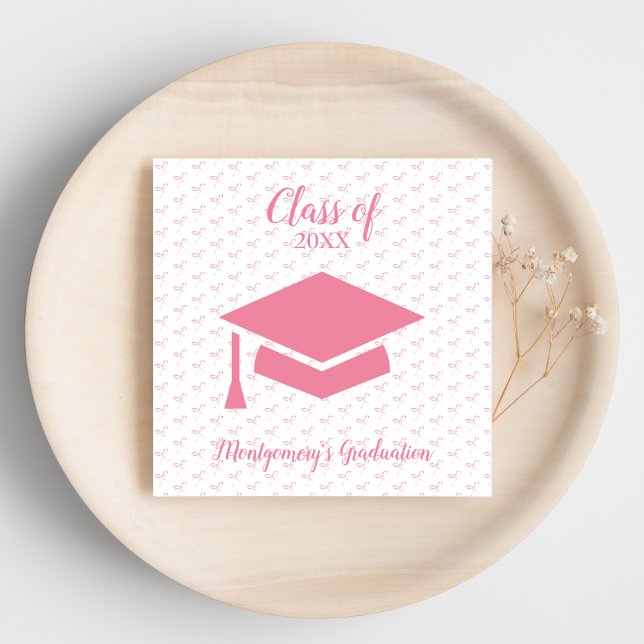 Serviette En Papier Pink Coquette Graduation personnalisée Napkin (Créateur téléchargé)