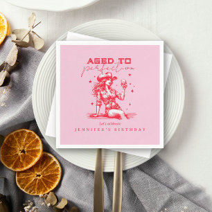 Serviette En Papier Pink Cowgirl âgée à la perfection fête d'anniversa