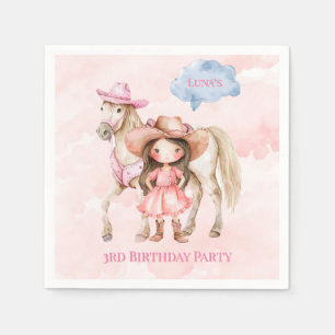 Serviette En Papier Pink Cowgirl Horse 00e fête d'anniversaire