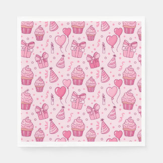 Serviette En Papier Pink Cupcake Birthday Napkins