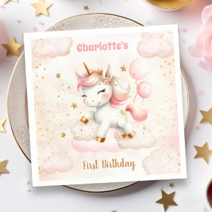 Serviette En Papier Pink Cute Unicorn Girl Anniversaire Papier Naples