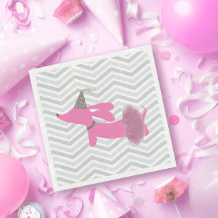 Serviette En Papier Pink Dachshund Ballerina Tutu Party