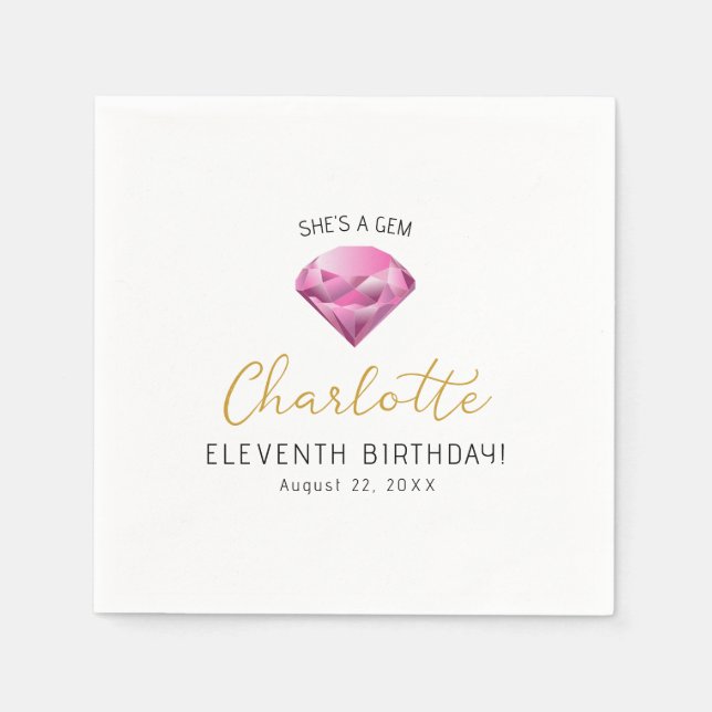 Serviette En Papier Pink Diamond Gem Anniversaire Papier Napkins (Devant)