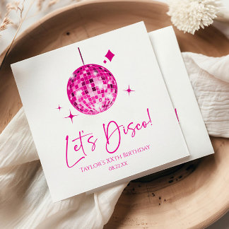 Serviette En Papier Pink Disco Ball Let's Disco Anniversaire