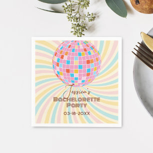 Serviette En Papier Pink Disco Ball Retro Super Bachelortie