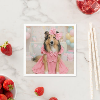 Serviette En Papier Pink Dress Sheltie