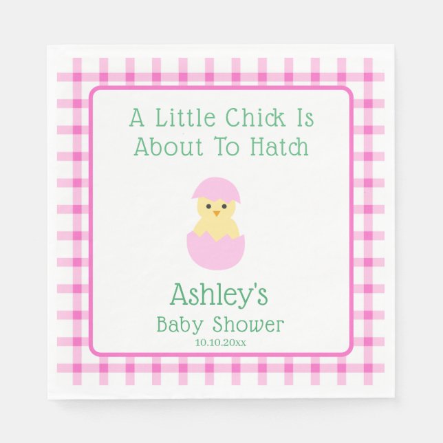 Serviette En Papier Pink Egg Little Chick To Hatch Girl Baby Shower  (Devant)