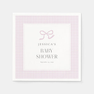 Serviette En Papier Pink En vichy Bow Baby Girl Baby shower serviettes