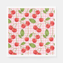Pink En vichy Cherry Anniversaire serviettes