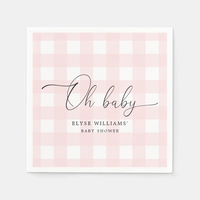 Serviette En Papier Pink En vichy Oh Baby Paper Napkin (Devant)