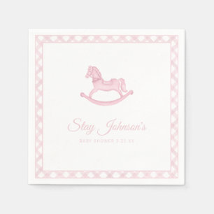 Serviette En Papier Pink En vichy Rocse Baby shower Cheval serviettes