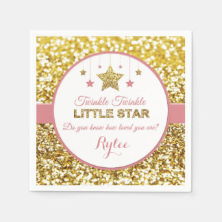 Serviette En Papier Pink et or Twinkle Twinkle petites serviettes étoi