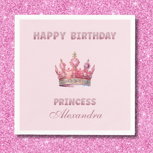 Serviette En Papier Pink Fairytale Crown Princess Anniversaire (Créateur téléchargé)