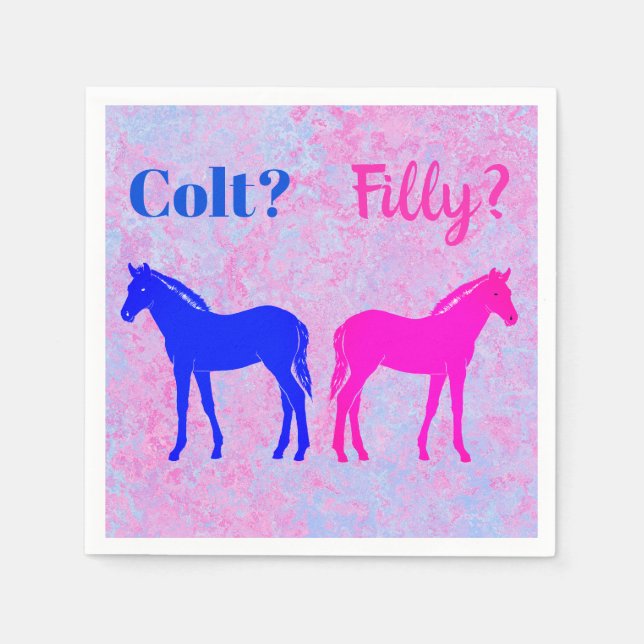 Serviette En Papier Pink Filly & Colt Bleu Style occidental Révélation (Devant)