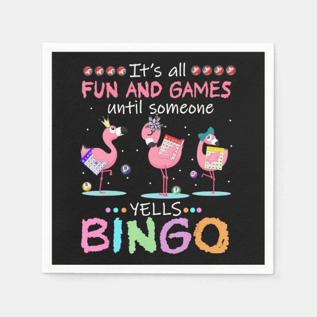 Serviette En Papier Pink Flamingo Bingo Funny Venin Art (Devant)