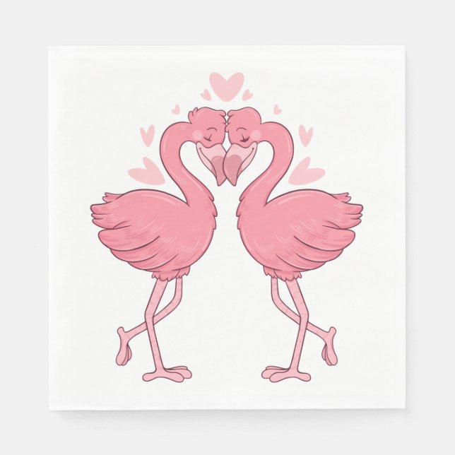 Serviette En Papier Pink Flamingo Love Tropical Beach Wedding (Devant)
