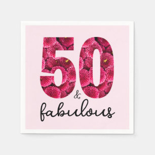 Serviette En Papier Pink Floral 50 et Fabulous 50th Birthday Party