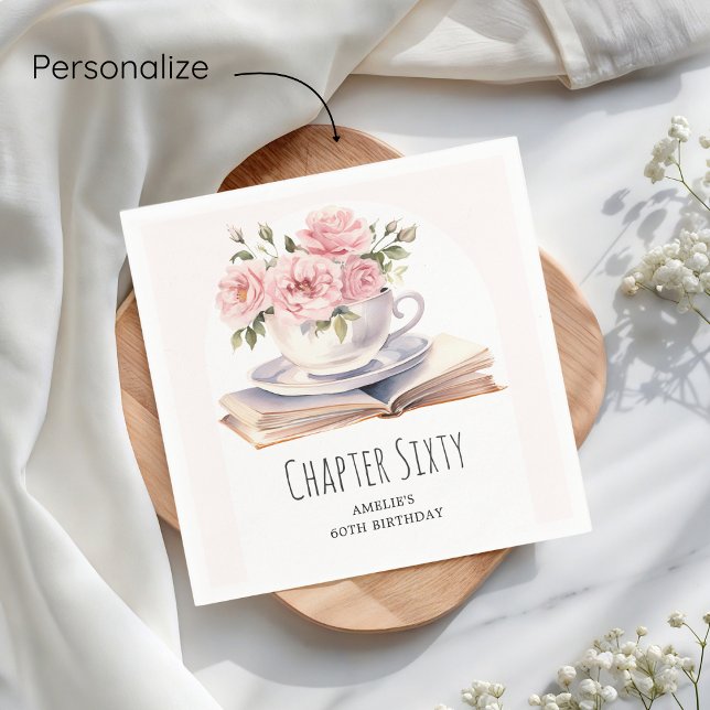 Serviette En Papier Pink Floral 60e thème du livre Anniversaire (Créateur téléchargé)