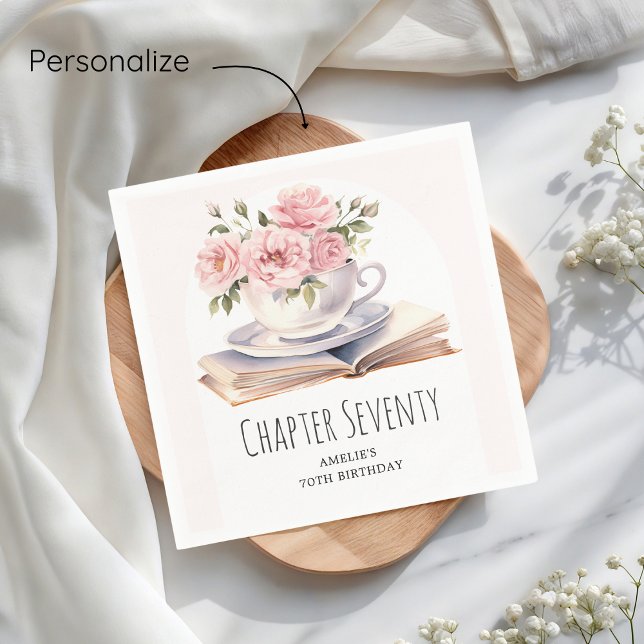 Serviette En Papier Pink Floral 70e thème du livre Anniversaire (Créateur téléchargé)