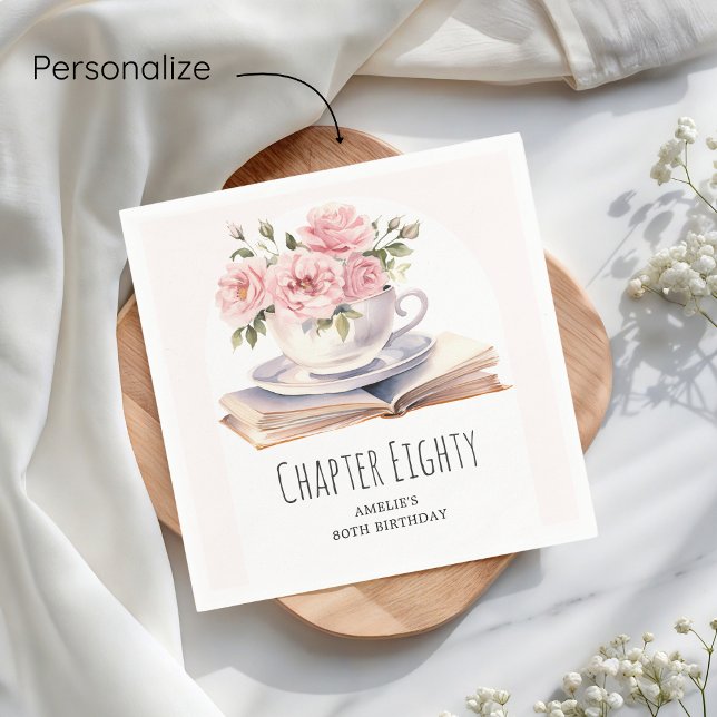 Serviette En Papier Pink Floral 80e thème du livre Anniversaire (Créateur téléchargé)