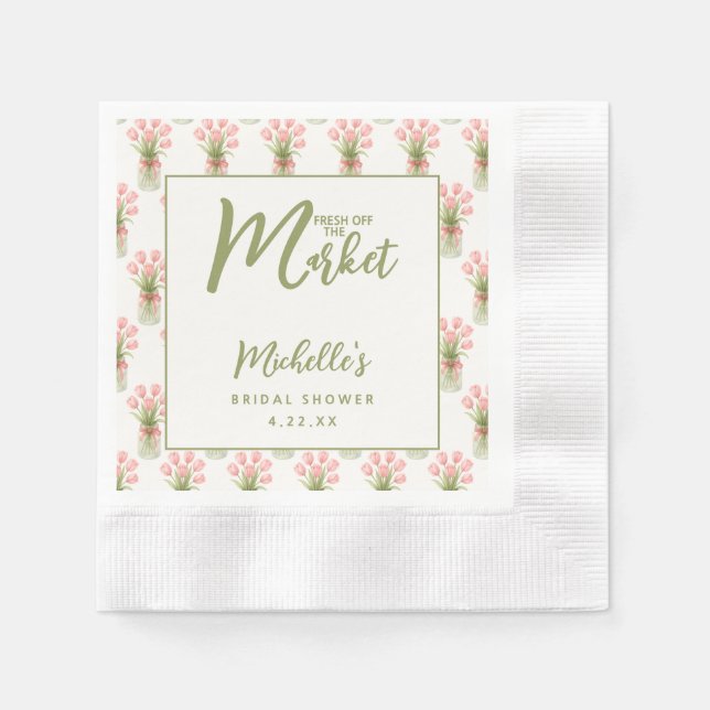 Serviette En Papier Pink Floral Fresh Off The Market Bridal Shower (Devant)
